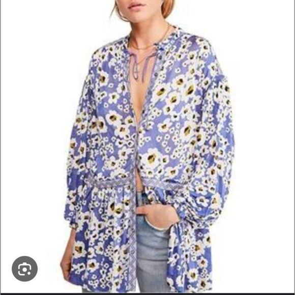 Free People Love Letter Tunic Rain Flower Pattern XS - Picture 1 of 7
